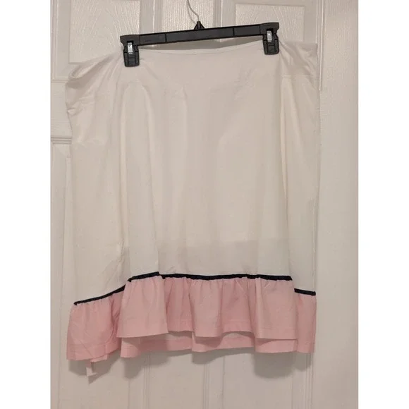 Addison Bay Athletic Skort Tennis Golf mmRuffle Hem Activewear White Pink 1X - Picture 2 of 6